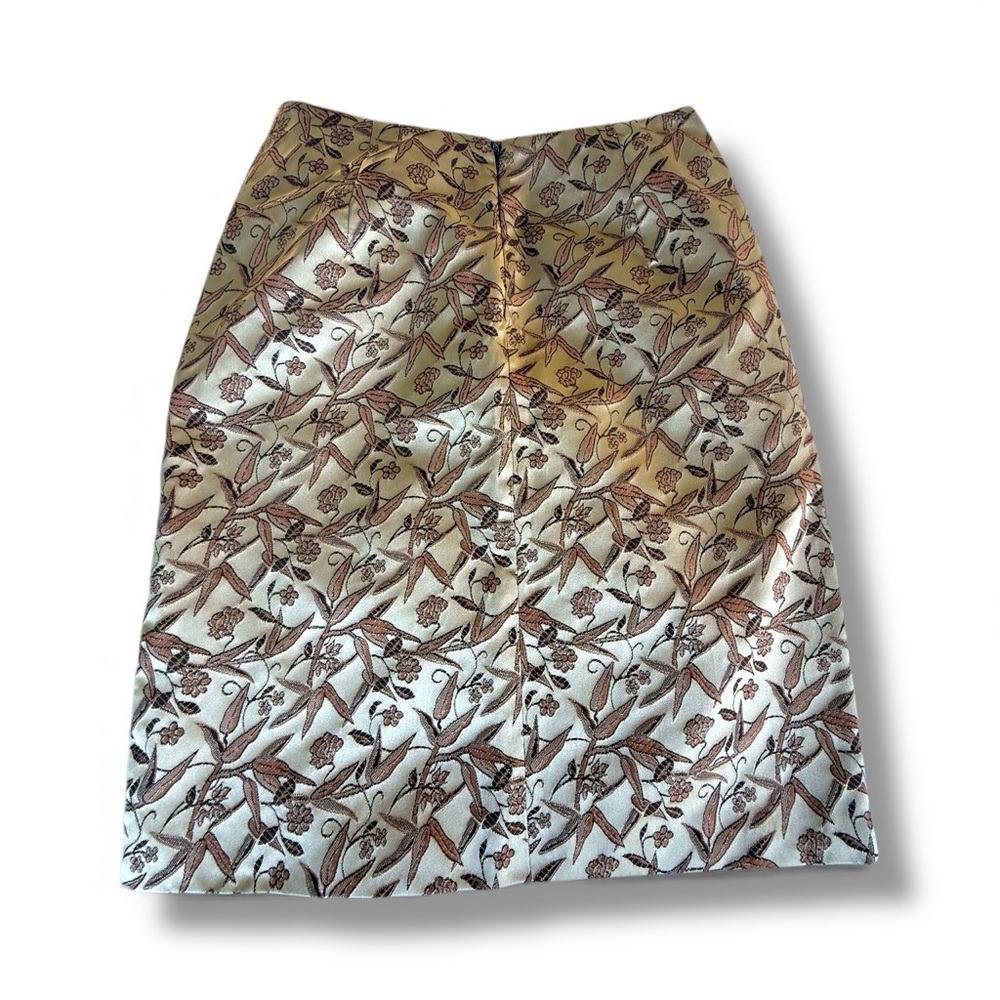 Betsey‎ Johnson Skirt Beige-Gold y2k shimmering brocade Floral Pencil fits XS/S